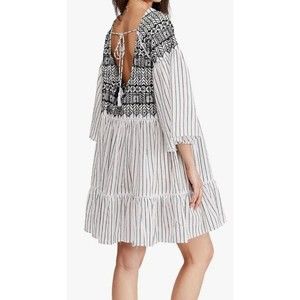 Free People Lola Embroidered Mini Dress Mini Size S Boho Shift Cotton